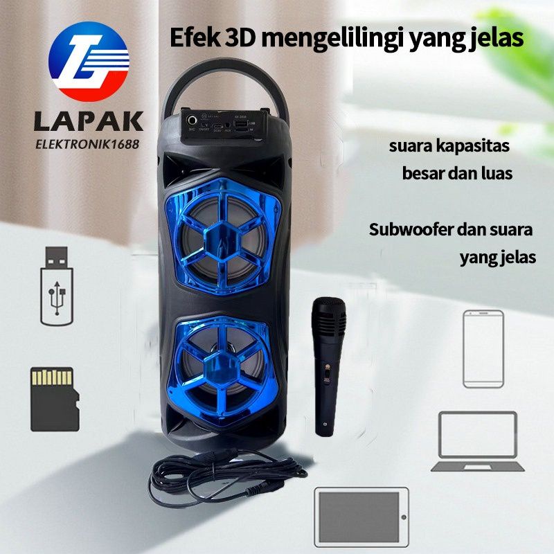 Speaker Bass Bluetooth Radiu USB Kabel Besar Free Mic