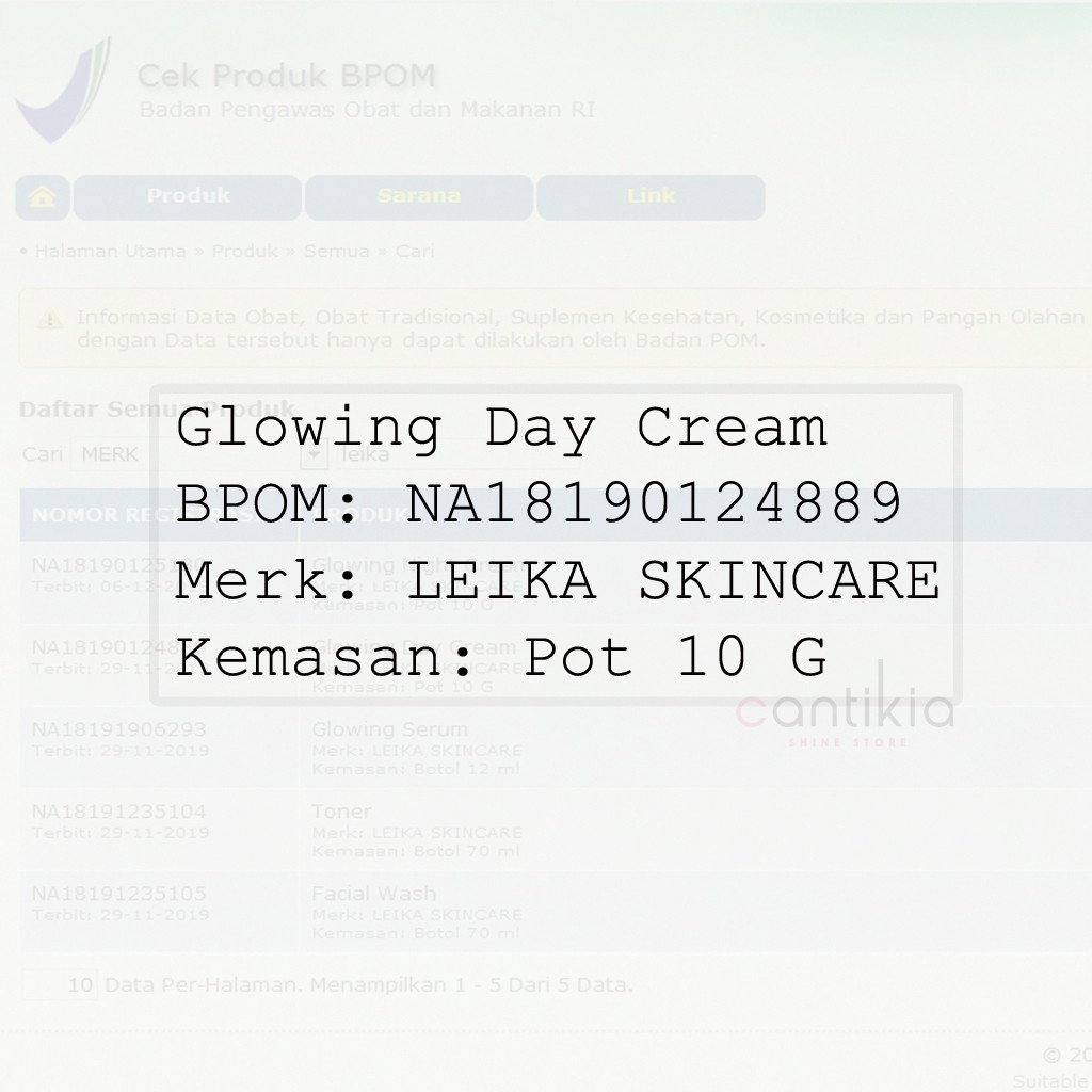 Glowing Day Cream Leika Skincare Aman 100% Resmi BPOM | Leika Skin Care Krim Siang