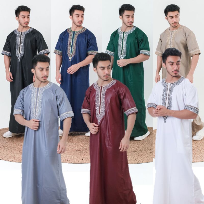 GAMIS JUBAH PRIA MUSLIM JUBAH LENGAN PENDEK AL FAAN JUBAH PRIA TERBARU ALZAN