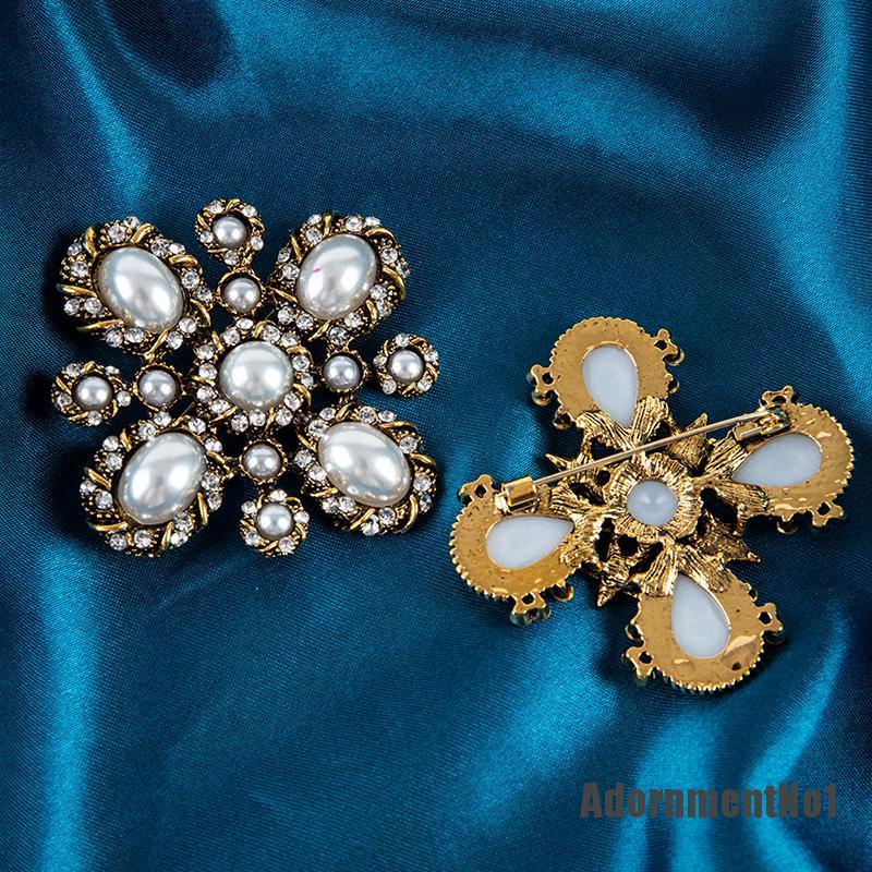 (Adornmentno1) Pin / Bros Aksen Mutiara Imitasi Model Retro Untuk Wanita