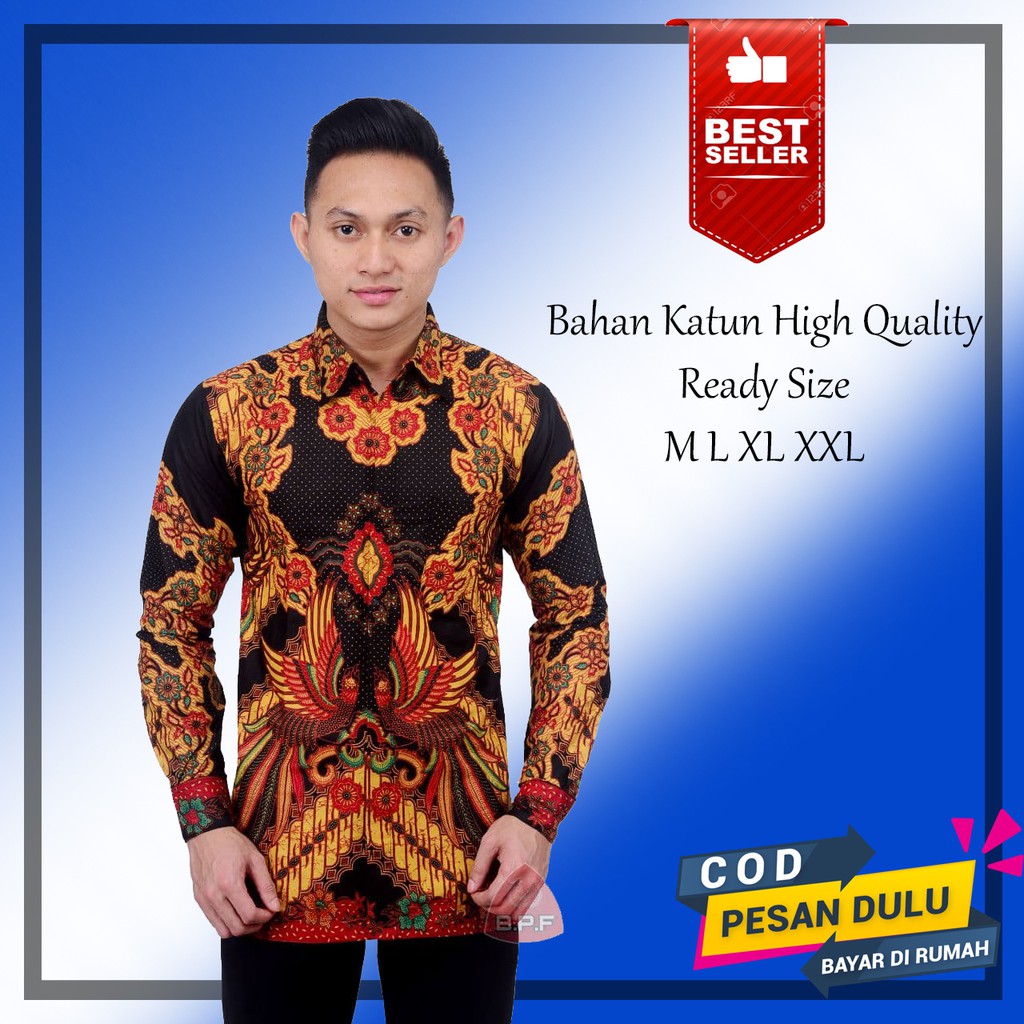 Batik Pria Terbaru Lengan Panjang Batik Nakula Modern Kemeja cowok kasual keren seragam kerja kantor