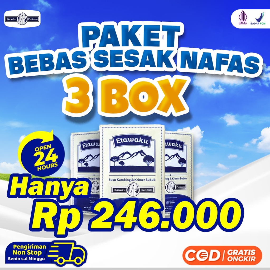 Etawaku Platinum Paket Promo 3 Botol - Susu Kambing Etawa Asli Original Provit &amp; Krimer Bubuk Solusi Atasi Masalah Pernapasan / Asma / Kolesterol Tinggi Manfaat Susu Kambing Etawa 20 Manfaat Susu Kambing Etawa