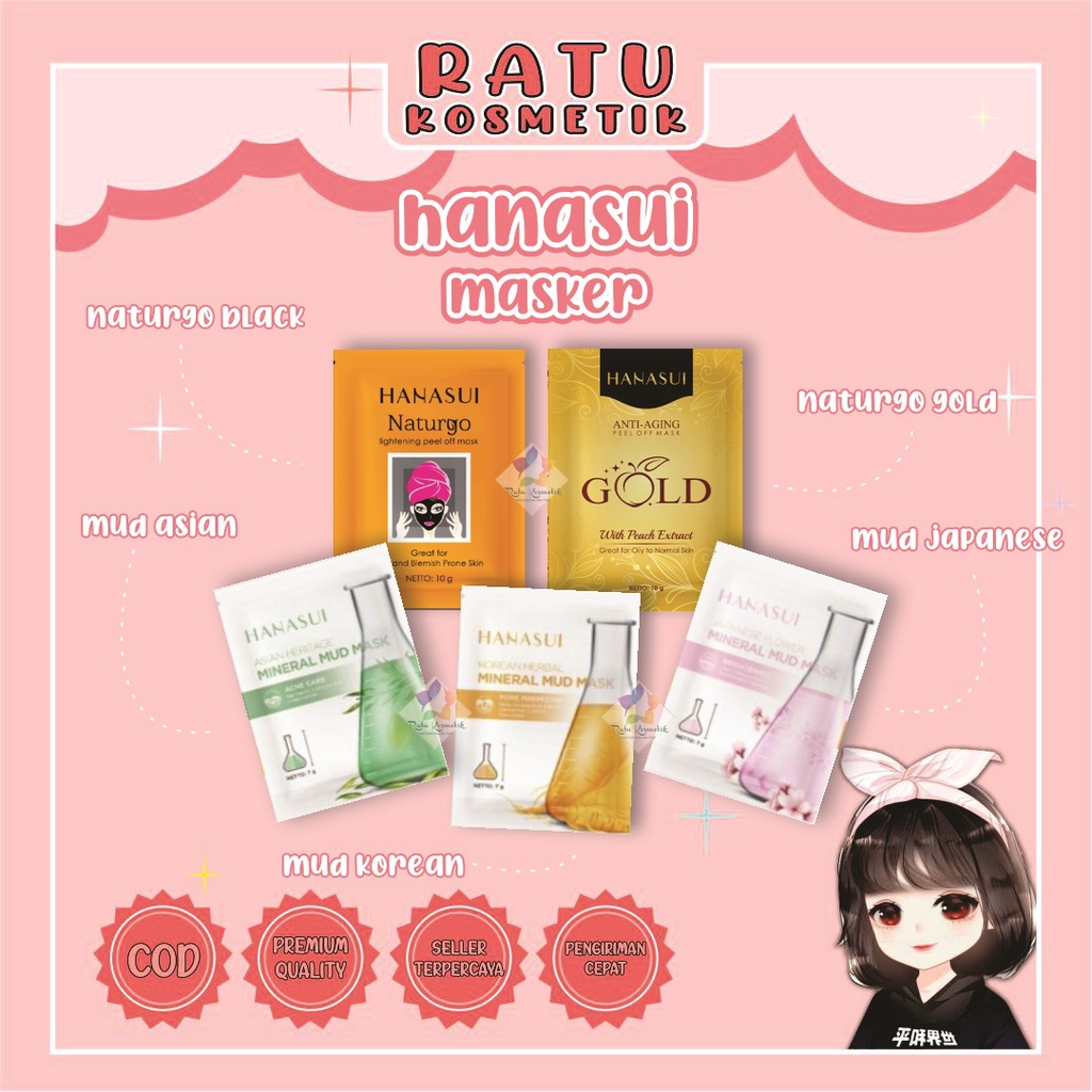 ❤ RATU ❤ Hanasui Naturgo Black / Gold / Mineral Mud Mask | Masker Lumpur (✔️BPOM)