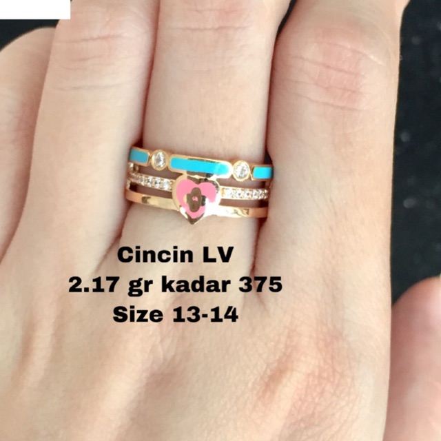 Cincin emas LV cat kadar 375 berat 2.17 gr