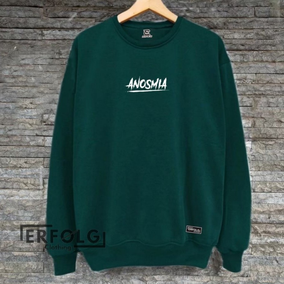 Erfolg Clothing Suwiter Japanese Korean Style Sweater Crewneck Pria Distro Original Switer Oblong Jumbo Brand Lokal Cowok Krunek Sablon Simpel Couple Pasangan Anosmia Warna Hijau Botol Murah Oversize Quality