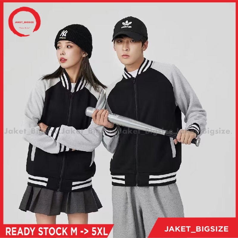 Varsity Varsiti Jaket Universitas Bisbol Baseball Cowok Cewek Couple Kople Oversize Jumbo Warna Hitam Ukuran M L Xl 2xl 3xl 4xl 5xl