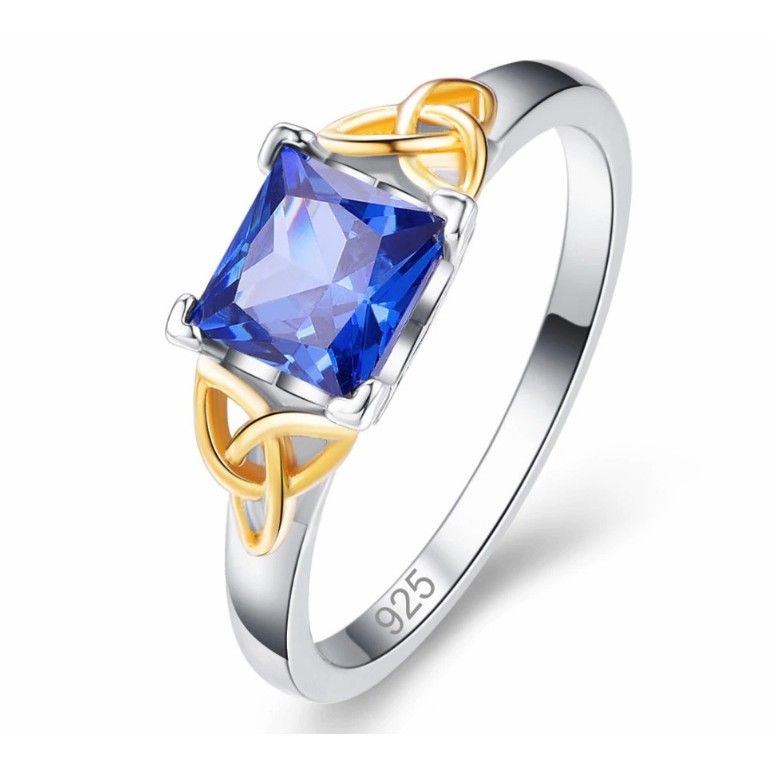Cincin Blue Tanzanite Cubic Zirconia Silver Filled
