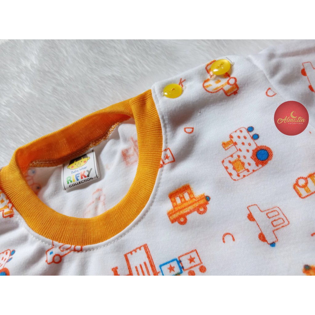 Setelan Baju Bayi Pendek 3 pcs / Baju Bayi 3 Stel Kancing Pundak / Baju Bayi 0-12 Bulan