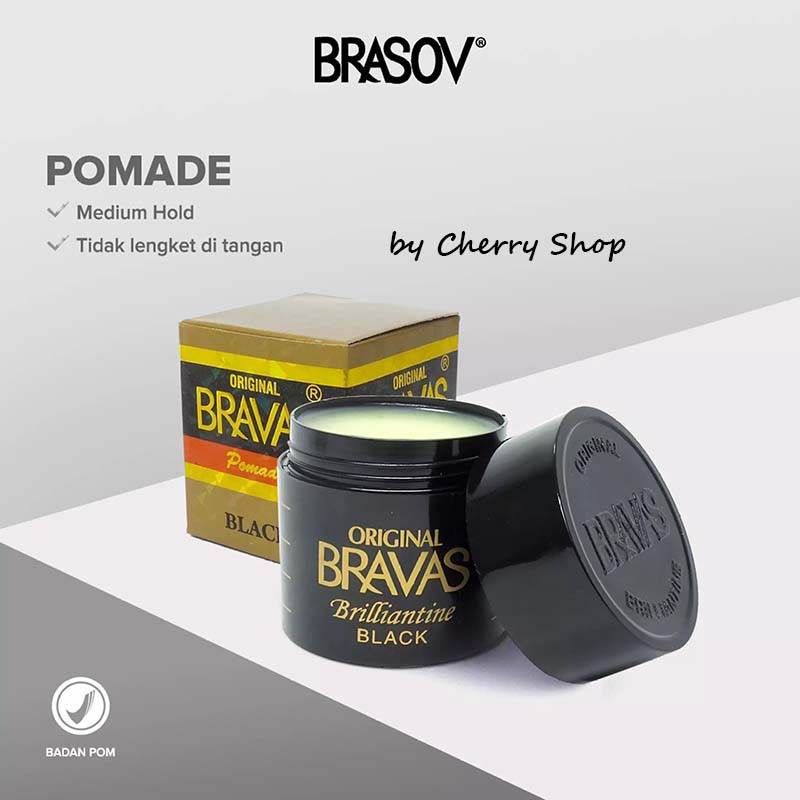 [BPOM] [HALAL] BRAVAS Pomade Brilliantine Minyak Rambut Line Blue Executive / Mas / Black 80G BRASOV