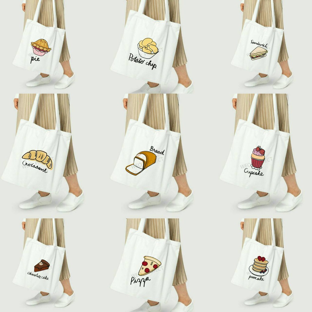 TOTE BAG KANVAS / TOTE BAG WANITA / TOTE BAG DESSERT FOOD