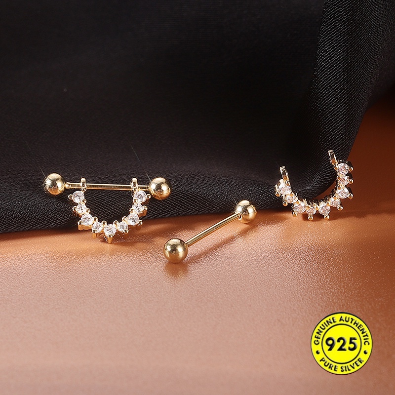 Anting Stud Removable Moissanite Bahan S925 Silver Untuk Wanita