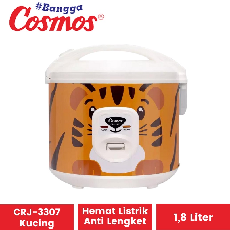 Magic Com Cosmos CRJ-3307 Garansi Resmi | Penghangat Penanak Nasi Rice Cooker Magikom CRJ 3307 Karakter Kucing Koala HarimauMagicom Magickom Mejikom Meijikom