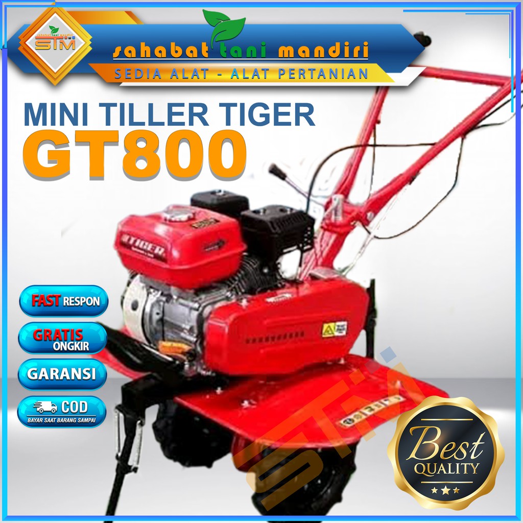 Mesin Alat Peralatan Rumah Taman Traktor Perlengkapan Cultivator Kebun Mini Tiller Tiger GT800