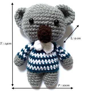 Amigurumi koala boneka rajut gantungan kunci display unik Amigurumi koala boneka rajut gantungan kunci display unik