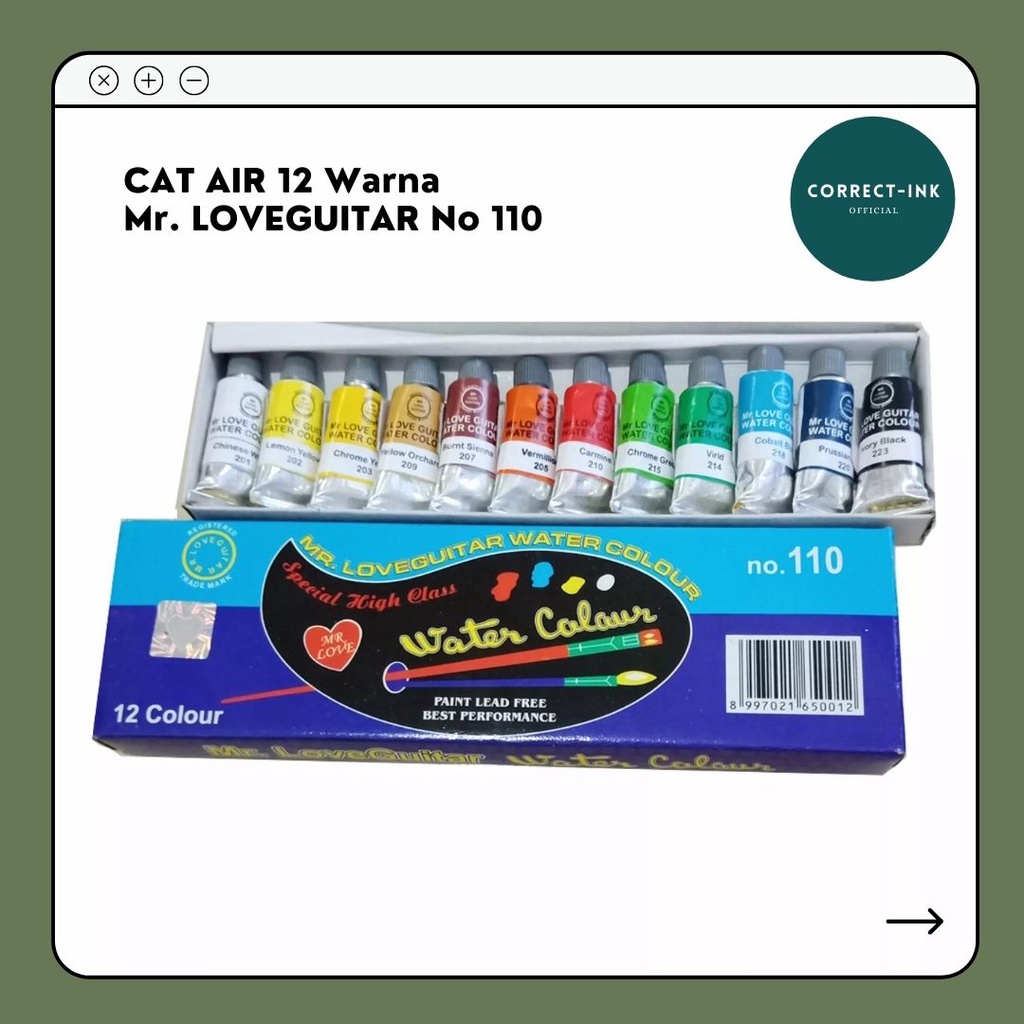 

Cat Air Mr Love Guitar isi 12 Warna / Water Colour Mr. Love Guitar 12 Warna