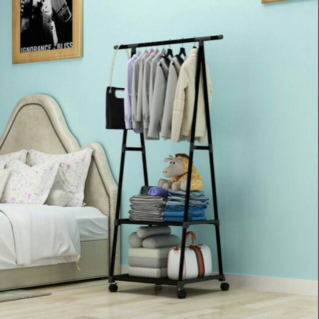 Gantungan Baju - Hanger Pakaian - Rak Baju dengan 4 roda