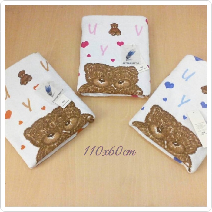 MO - handuk  bear 110x60cm baby bayi anak balita toddler towel bahan lembut