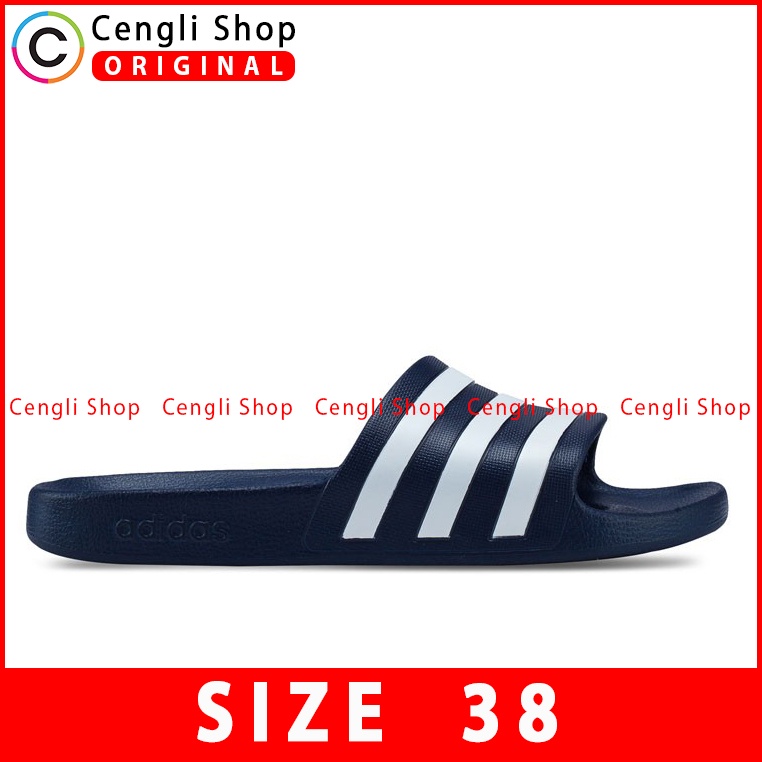 SANDAL ADIDAS PRIA ORIGINAL SLIDE ADILETTE AQUA BIRU NAVY BLUE