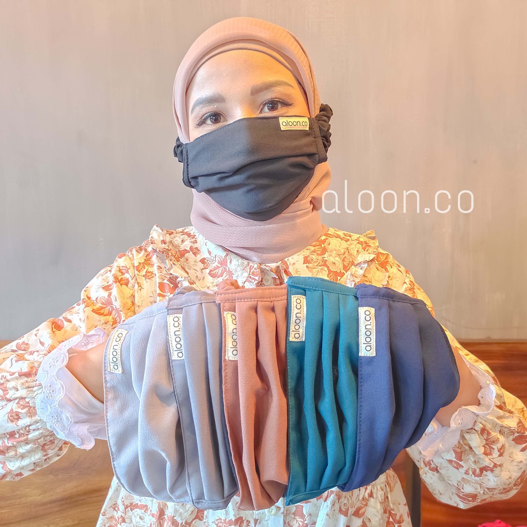 Masker Kain Tali Serut Hijab ORI 2 Ply Diamond - Masker Mulut Berbahan Adem dan Halus