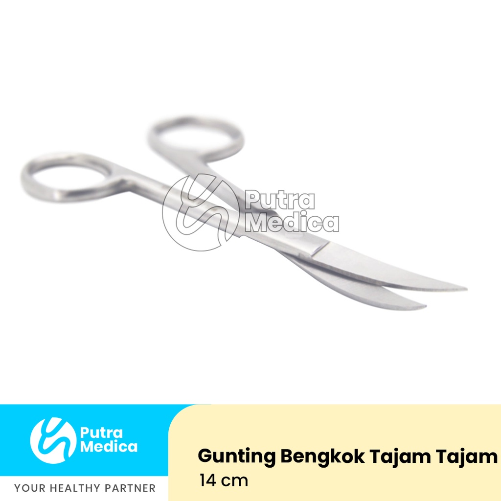 Sakamaed Gunting Jaringan Bedah Operasi Medis Bengkok Tajam Tajam 14cm / Surgical Scissor Stainless Steel
