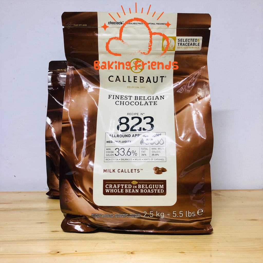 CALLEBAUT 823 MILK CHOCOLATE COUVERTURE 250GR/MILK CALLETS 33.6%/COKELAT BUTTON COKLAT SUSU