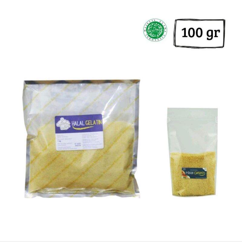 

100gr gelatin powdee (halal)