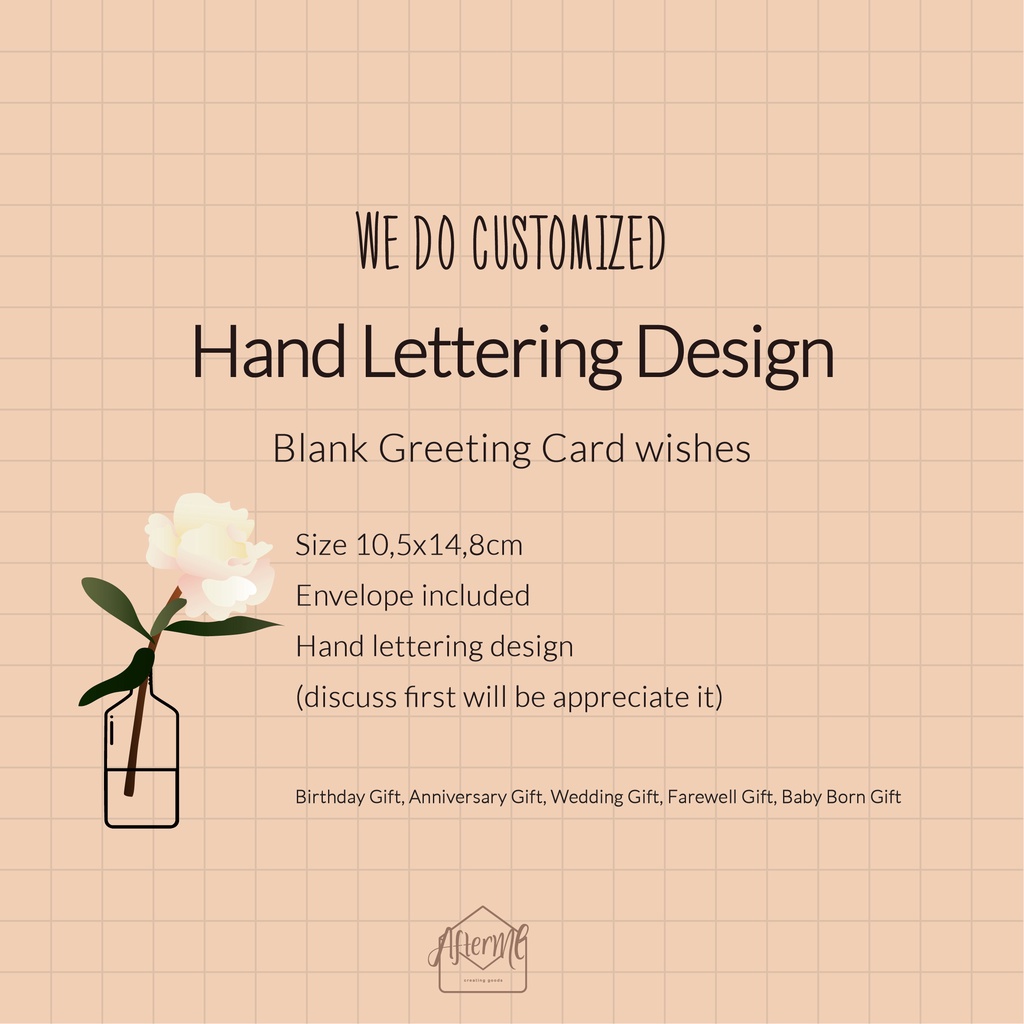 

Customized Hand Lettering Greeting Card Kartu Ucapan Wishes Kustom