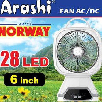Arashi Kipas Angin Emergency Norway 6in + Lampu 28 LED AR 138 Cas