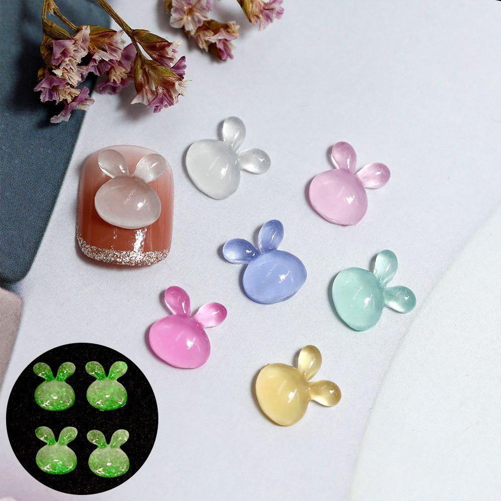 AUGUSTINA Agustinina Dekorasi Kuku Bercahaya Flatback Warna Campur Glitter Kawaii Nail Art Ornamen Kristal DIY Manicure Aksesoris