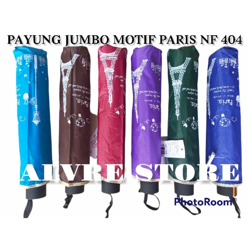 Payung Lipat 3 JUMBO Besar 10R Jari Motif PARIS Kode NF404 Anti UV