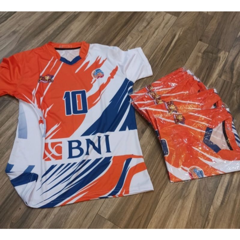 Kaos Atasan jersy Bola voli printing new BNI 2022 custom nomor