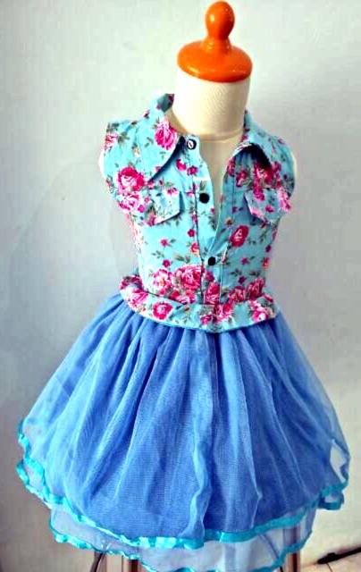 Kemeja katun mix Dress tutu atau rok tutu anak perempuan catra 1-3 tahun