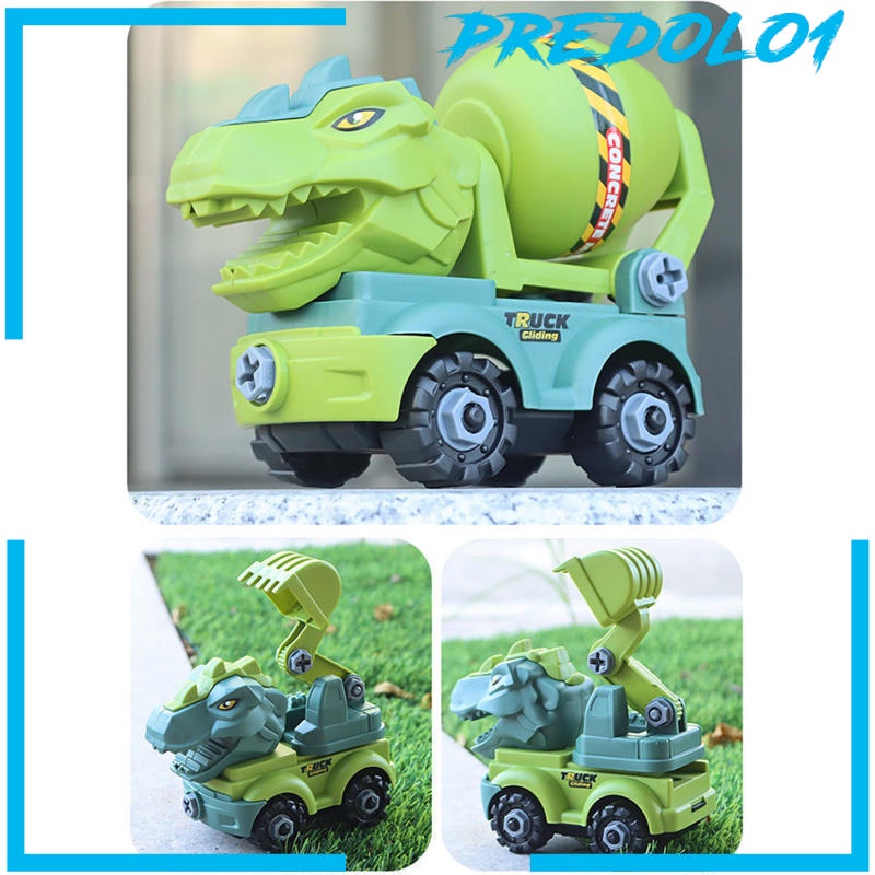 (Predolo1) Mainan Mobil Truk Pull Back Bentuk Dinosaurus Untuk Bayi