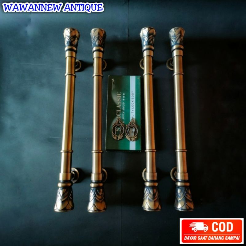 Handle Pintu / Gagang Pintu Rumah Pagar Kuningan Antik Motif Nanas 60cm