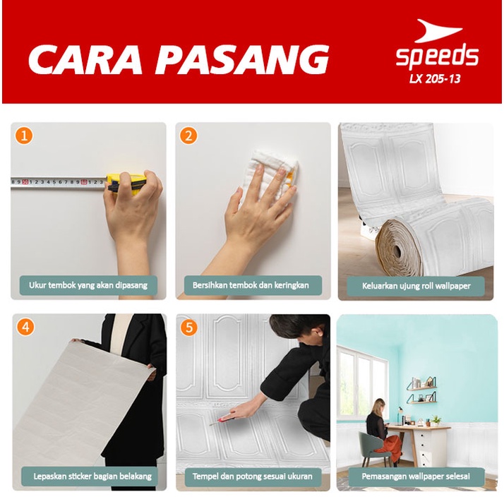Wallpaper Dinding 5mm SPEEDS Wallpaper Foam 3D Motif Jendela untuk Kamar Tidur Ruang Makan dll 205-13-12-11-3