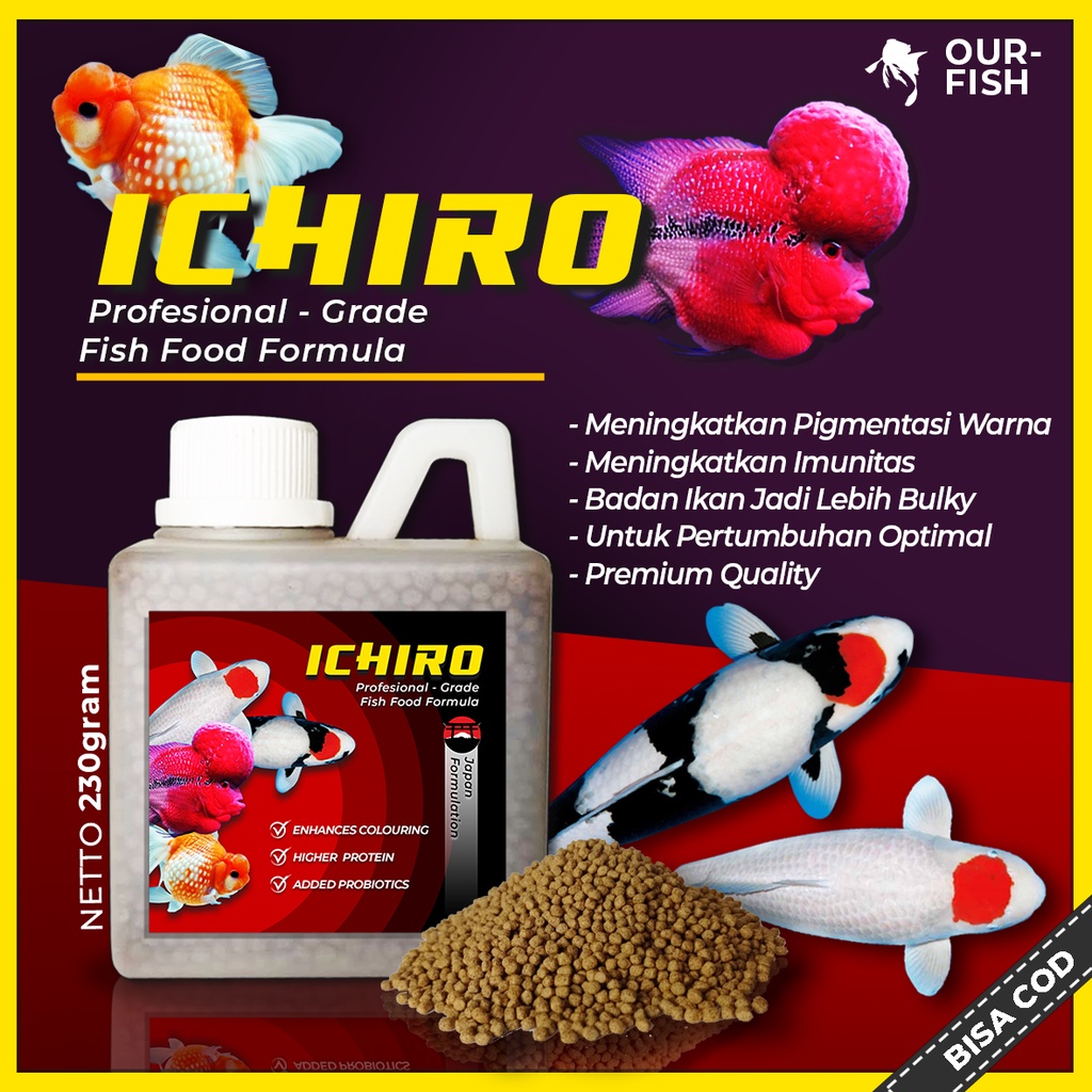 OURFISH - Pakan Pelet Ikan Hias Ichiro Louhan Goldfish Mas Koki Arwana Cichlid Koi Blitar Kohaku Koukkai