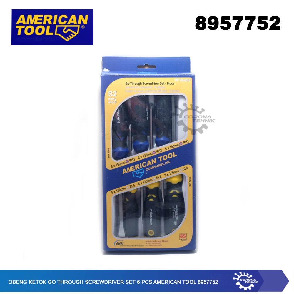 American Tool 8957752 - Obeng Ketok Go Through Screwdriver Set 6 Pcs