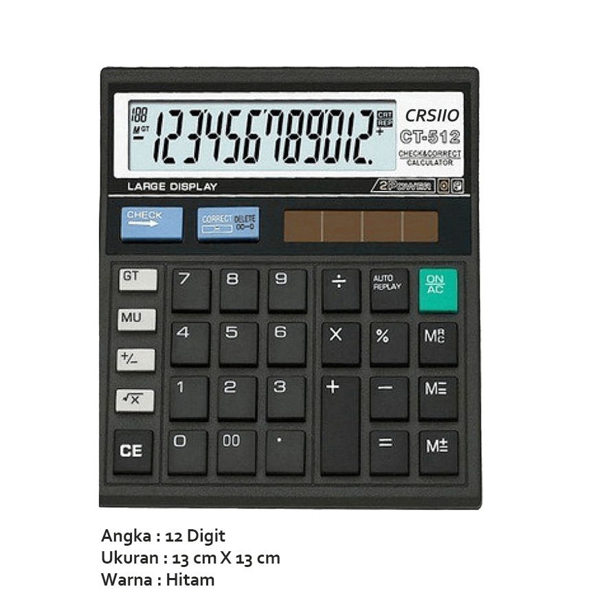 MKL -12 Digit Kalkulator Check / Kakulator Dagang Besar / Calculator CT 512 MURAH S020