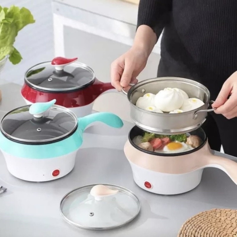 PANCI ELECTRIK MULTIFUNGSI DI LENGKAPI DENGAN STEAMER LAPIS KERAMIK TEFLON UK 1,5 LITER