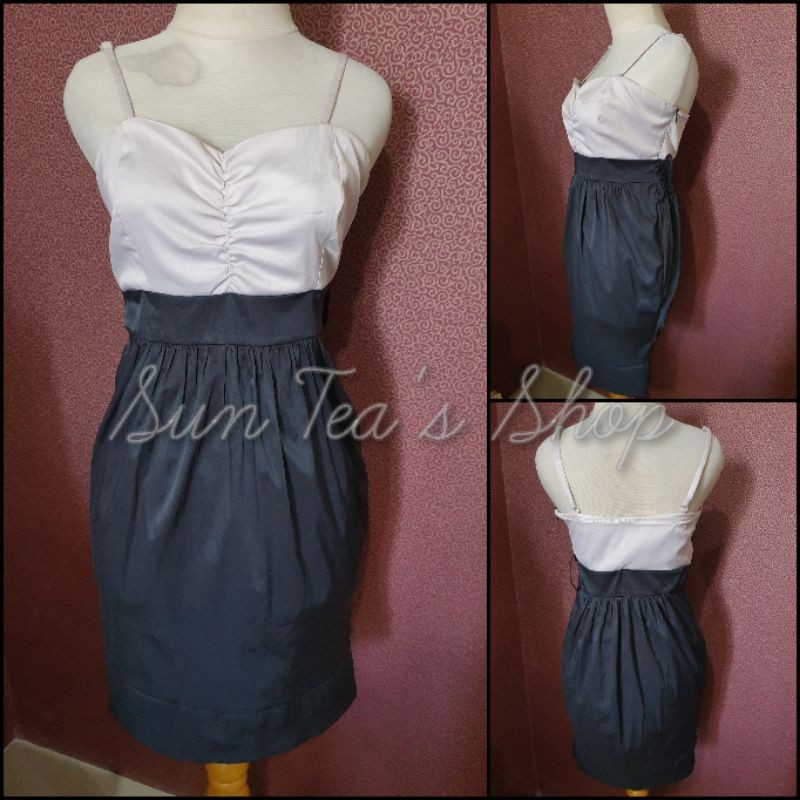 CAMMOMILE Grey Satin babydoll party dress