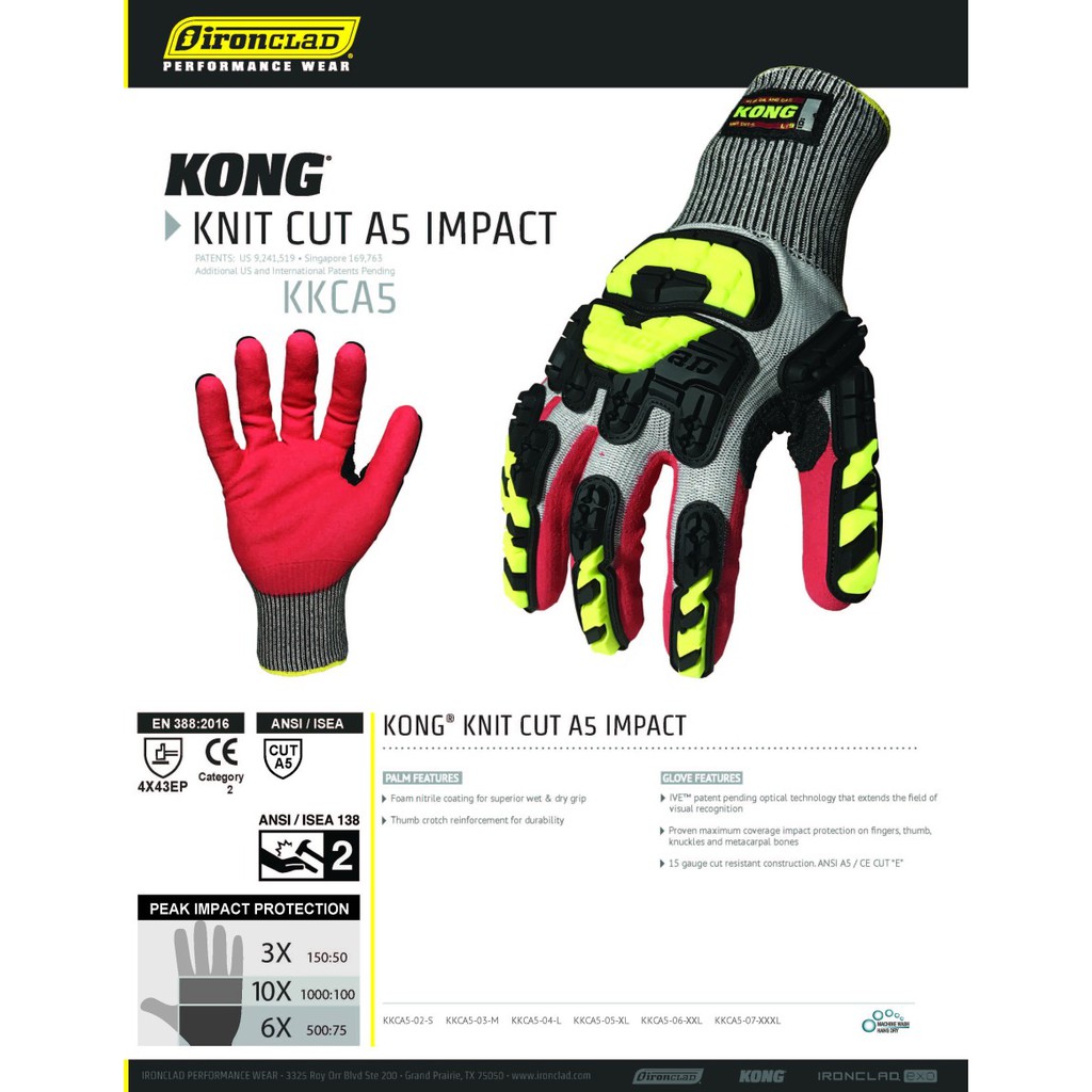 Gloves Ironclad KONG KKCA5 Knit Cut A5 Sarung Tangan Safety
