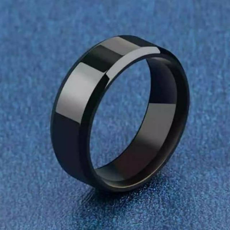 Cincin Titanium Polos Unisex Couple Hitam Putih Emas Anti karat Harga satuan