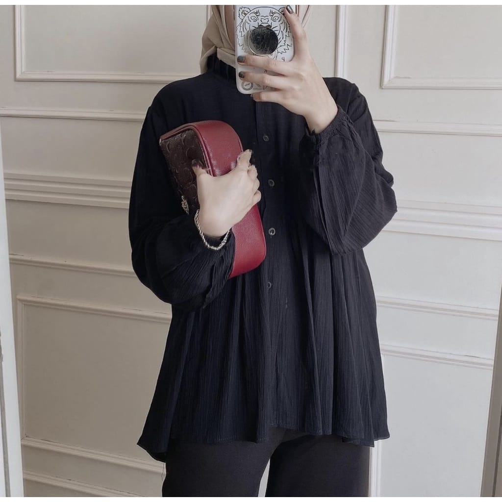 BEFAST - ZEC OOTD Wanita Blouse ASHUA / ⭐ PREMIUM AIRFLOW CRINCLE ⭐Rachel Blouse / Pakain Wanita Remaja / Blouse Lengan Panjang / Blouse Banyak Warna / Blouse Termurah / Blouse Wanita Hijab