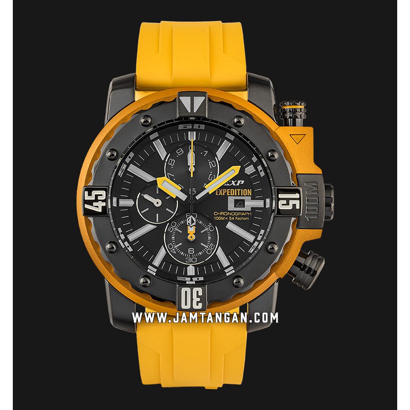 Expedition E 302 MCRIPBAYL Chronograph Black Dial Yellow Rubber Strap