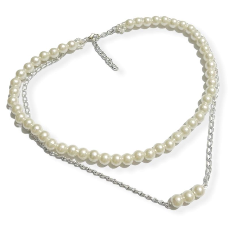 Andrea Double Layer Pearl Necklace Kalung Mutiara Dua Lapis Multilayer Korea