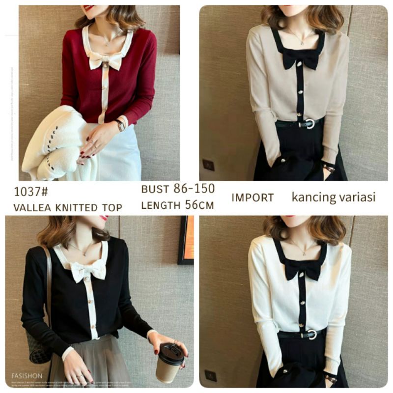 MDLV ~ 1037# Vallea Knitted Top Atasan Blouse Rajut Fashion Import