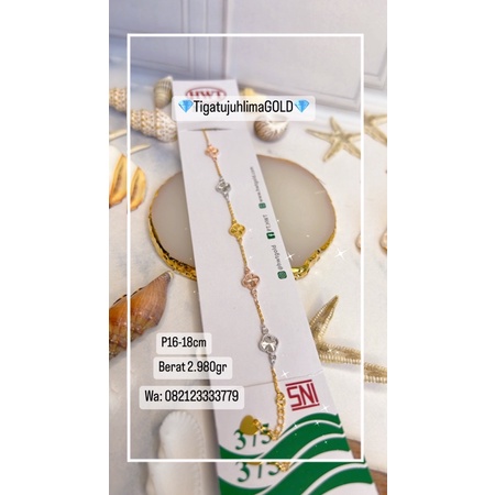 Gelang Vancleef 3warna Kadar 375/8K Emas Asli