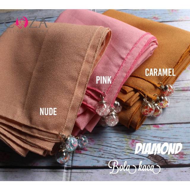 HIJAB DIAMOND CREPE BANDUL BOLA KACA/KERUDUNG SEGIEMPAT DIAMOND CREPE. /HIJAB SEGIEMPAT POLOS / Coza Batik