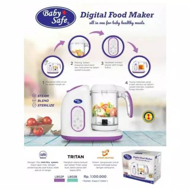 Baby Safe Digital Food Maker (LB02) / Food Maker 7in1 (LB015) / alat kukus makanan bayi / Peralatan Pengolah Makanan Mpasi Bayi / blender / steam / alat steril botol susu / steril peralatan bayi / toys / beaba baby cook