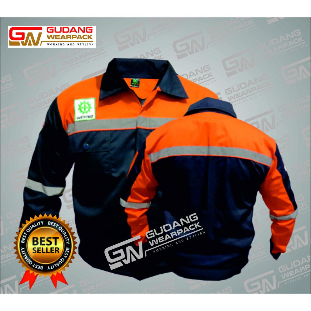 WEARPACK ATASAN Gudang Wearpack - Baju Kerja Seragam Proyek Warna Dongker Oren